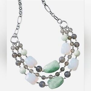LIA SOPHIA South Pacific 3 Strand Grey Agate and Opalite Necklace